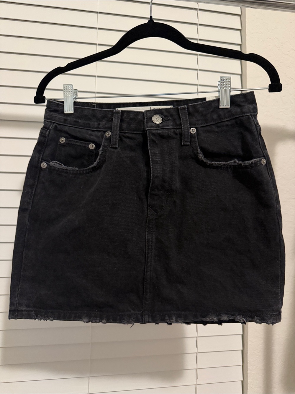 Lovers + Friends Black Denim Mini Skirt